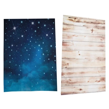 

2 Pcs Vinyl Photography Backdrop Wall Wood Floor Photo Background 3X5Ft & 5X7Ft