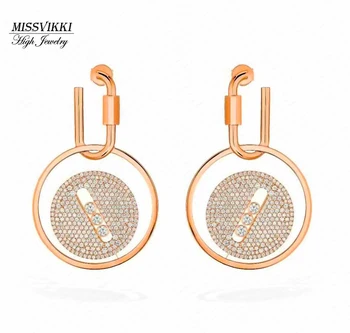 

missvikki High Quality Luxury Round Pendant Earring Cubic Zirconia Stone Jewelry For Women Daily Actor Dancer Stage Performance