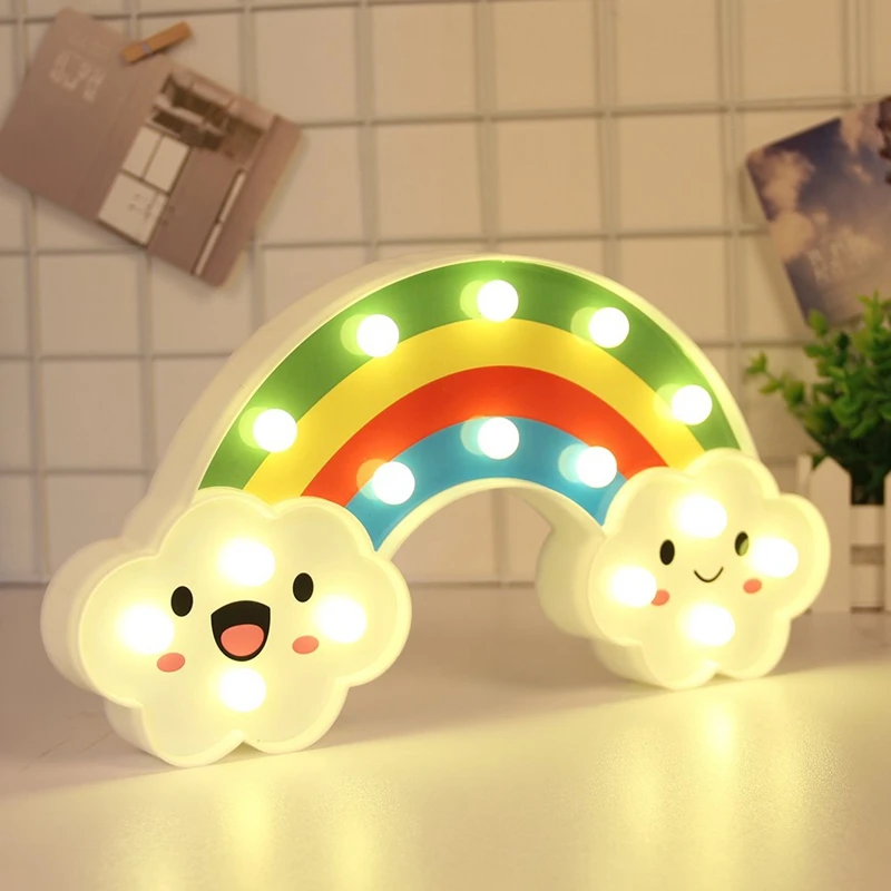 

Rainbow Marquee Sign Led Night Light, Battery Operated Wall Light Decorative Bedsides Lamp for Girls Boys Christmas Home Decor