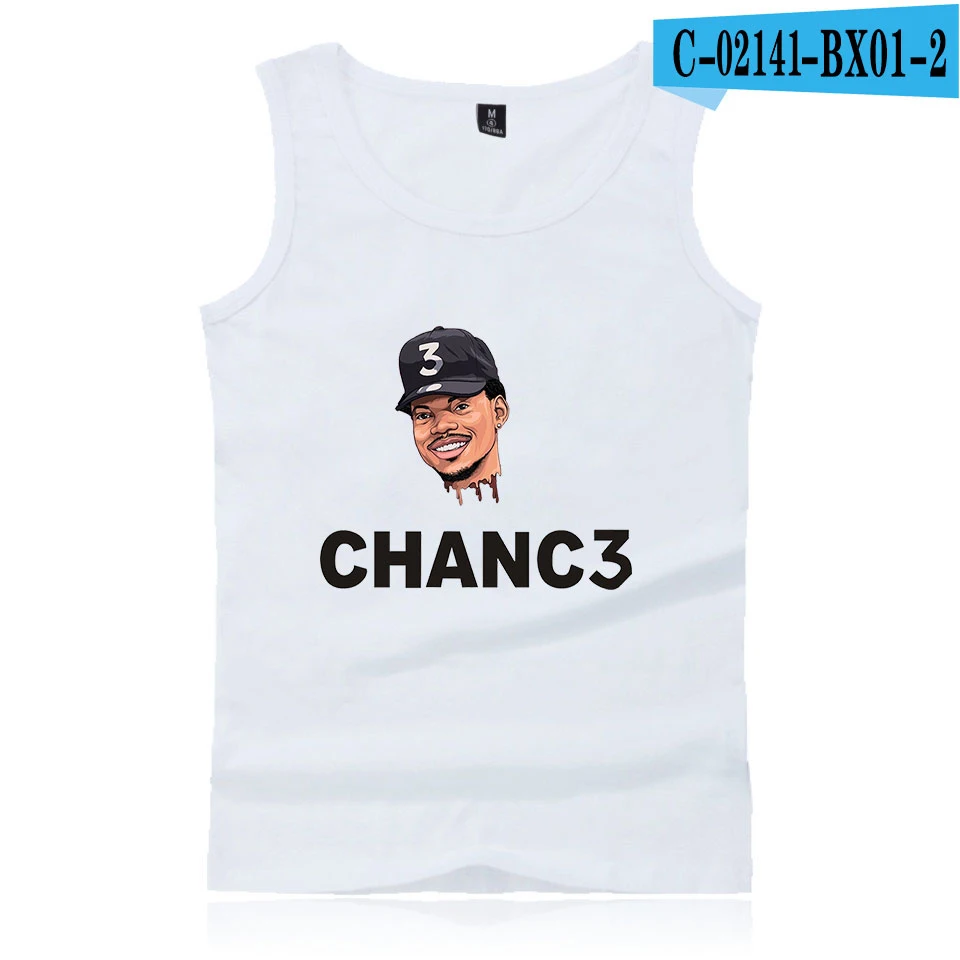 Chance The Rapper Жилеты мужские с принтом Хлопок Мода Лето Без Рукавов рыбалка жилет Горячая тренд повседневные топы - Цвет: White