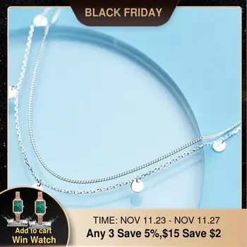 

Coins Pendant Layered Necklace 925 Silver Choker Kolye Charm Minimalism Vintage Boho Bijoux Femme Collier Necklace Women Jewelry
