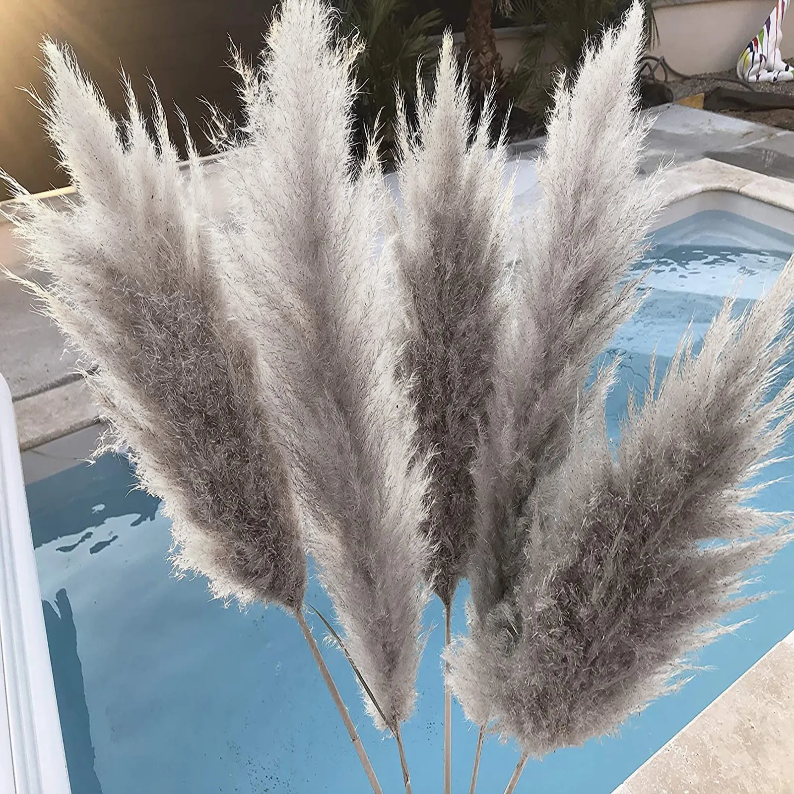 6pcs Wedding Flowers Pampas Grass Large Size Artificial Fluffy For Christmas Decor Natural Plants White Dried Flower Home | Дом и сад