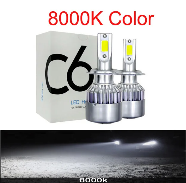 Автомобильный головной светильник H4 светодиодный H7 светодиодный лампа 3000K 6000K H1 H3 H8 H11 9005 HB3 9006 HB4 880 H27 светодиодный двойной Цвет цвет: желтый, белый светильник - Испускаемый цвет: 8000K