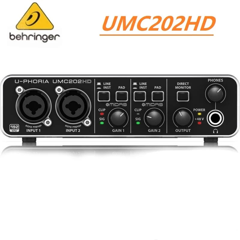 BEHRINGER UMC22 UM2 UMC202HD 마이크 앰프, 라이브 녹음, 외장 사운드 카드, USB 오디오 인터페이스 ...
