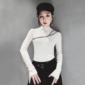 

Autumn European Style Sweaters Slim Half-high Collar Long-sleeved knit Bottoming Jumper Pull Clothes