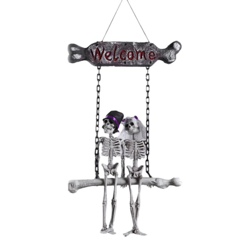 

Halloween Horror Hanging Ghost Bride and Groom Skull House Door Pendant Halloween Party Welcome Brand Haunted House Skeleton