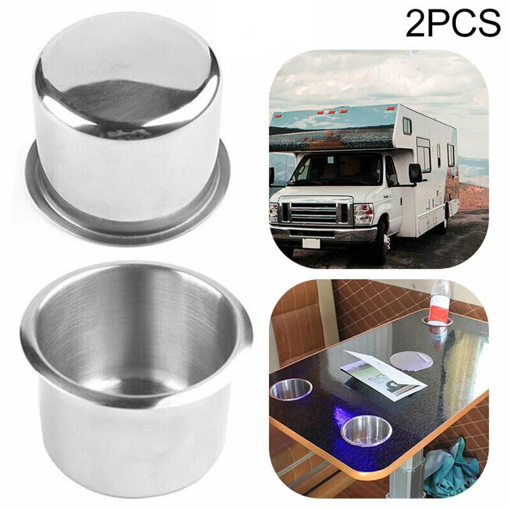2 PCS Stainless Steel Cup Drinking Holder Marine Boat RV Camper Car Newly 