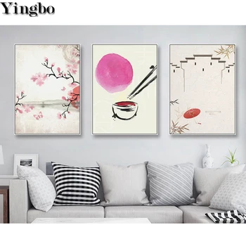 

Triptych painting 5D Diamond Embroidery Chinese Style Simple Elegance Art diy diamond painting 3pcs cross stitch mosaic picture