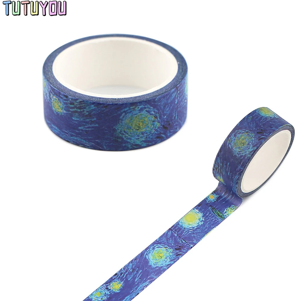 

PC1852 Van Gogh Art Star Pattern Painting Washi Tape Set Adhesive Tape DIY Decoration Scrapbooking Diary Tape Stationery Supply
