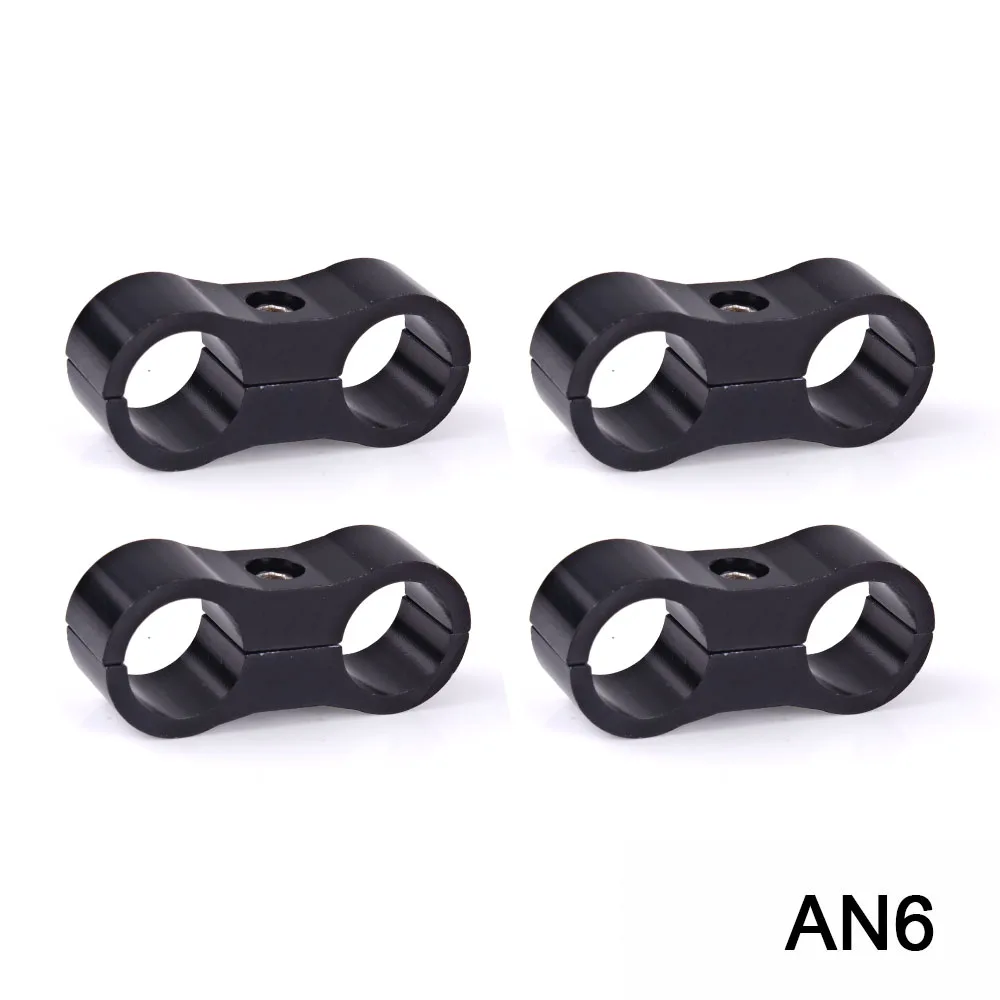 RASTP-4Pcs AN4 AN6 Масляный шланг водопроводный трубка Seprator алюминиевый анодированный Плетеный разделительный зажим RS-HR013 - Цвет: AN6-black