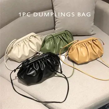 

1pc Women Dumplings Bag Cloud Shape Fashion PU Leather Dating Crossbody Office Shoulder Strap Messenger Handbags Shopping Casual