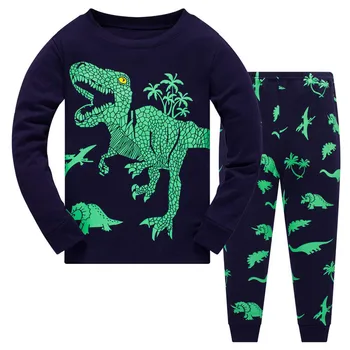 

New Boys Cartoon T Shirt Children Dinosaur Print T Shirt Tops Pajamas Sleepwear Outfits Kids Casual Clothes Set Roupas #BL5