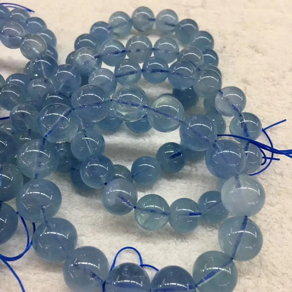 

Top Quality Natural Blue Ice Aquamarine Bracelet Women Men Crystal Clear Round Beads Healing Stone 6mm 3 Laps Necklace AAAAA