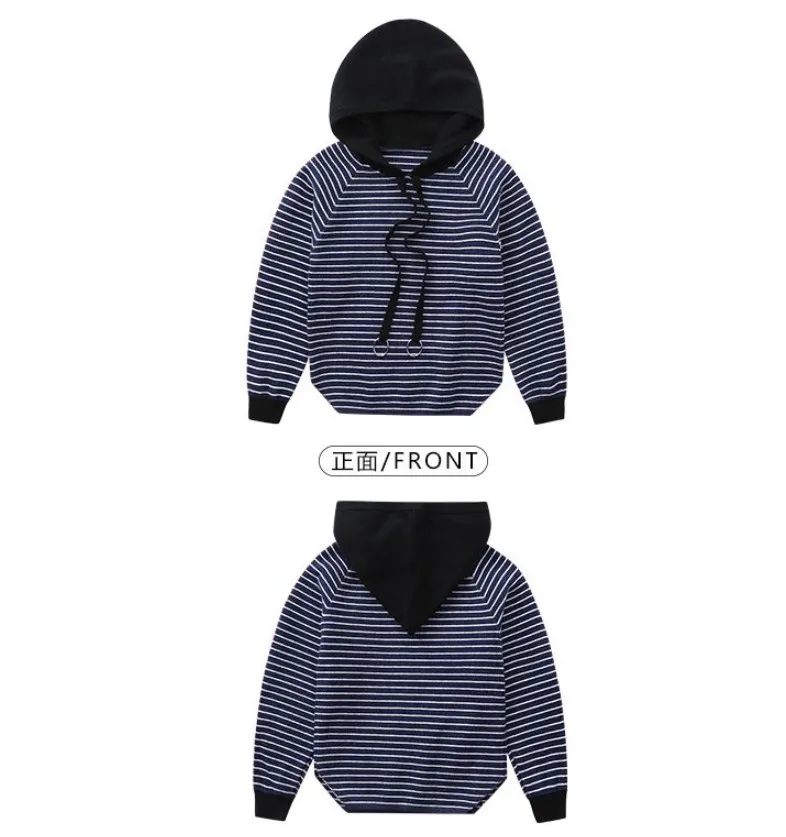 Детская одежда; свитер с капюшоном для мальчиков; детская одежда в полоску с длинными рукавами; Новинка