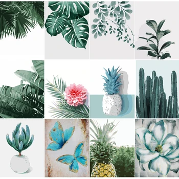 

Modern Prints Plant Leaf Art Posters And Printing Green Wall Art Canvas Painting Wall Pictures For Living Room Frameless