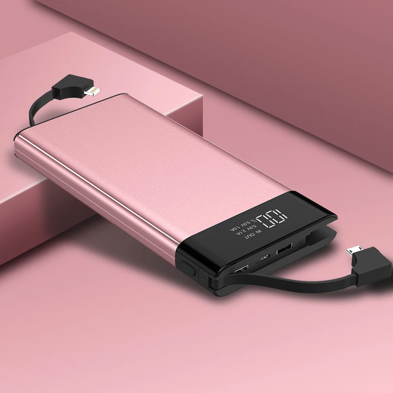 PINK 10000 мАч Внешний аккумулятор для xiaomi IPhone внешний аккумулятор быстрая зарядка внешний аккумулятор ed power Bank портативное зарядное устройство для планшета - Цвет: PINK