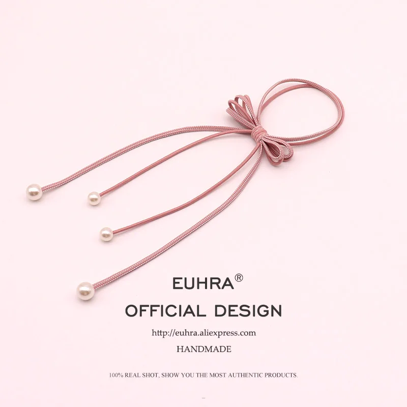EUHRA 6 цветов кисточки с жемчужным хвостом для женщин эластичная резинка для волос детские резиновые ленты Высокая эластичность