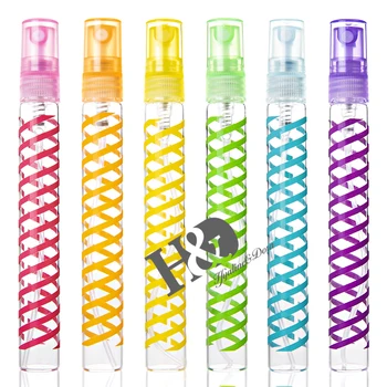 

H&D 6pcs Empty Refillable Perfume Spray Bottle Glass Makeup Water Atomizer Bottle Mini Portable Container for Travelling (10ml)