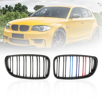 

Pair Car Bumper Kidney Grille For BMW 1 SERIES E81/E82/E87/E88 2d/4d 2008-2013 Matte Black 3 Color Double Slat Racing Grilles