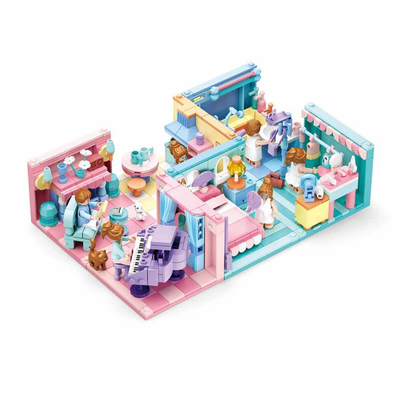 

6in1 660pcs Children's building blocks toys Compatible Legoingly city friends Mini room figures Bricks birthday gifts