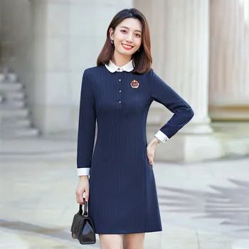 

Professional stripe dress female autumn 2020 new fashion temperament teacher's work clothes kindergarten work clothes