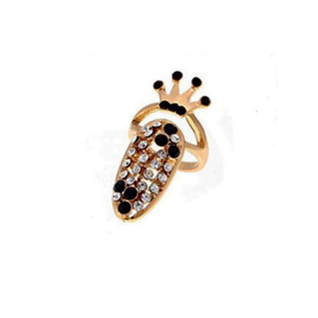 Flower Lady Rhinestone Fingernail Protective Fashion Jewelry Bowknot Crown Nail Ring Crystal Finger Nail Rings For Women