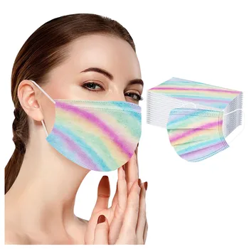 

50pcs Tie-dye Gradient Disposable Mask For Face Adult Three-layer Dust-proof Protective Printing Face Mask Funda Mascarilla