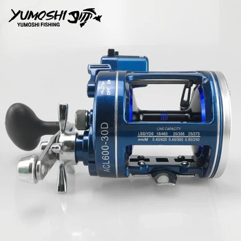 

YUMOSHI Left/Right Trolling Cast Drum Wheel High Speed 12 Bearings Fishing Reel with Electric Depth Counting Mult