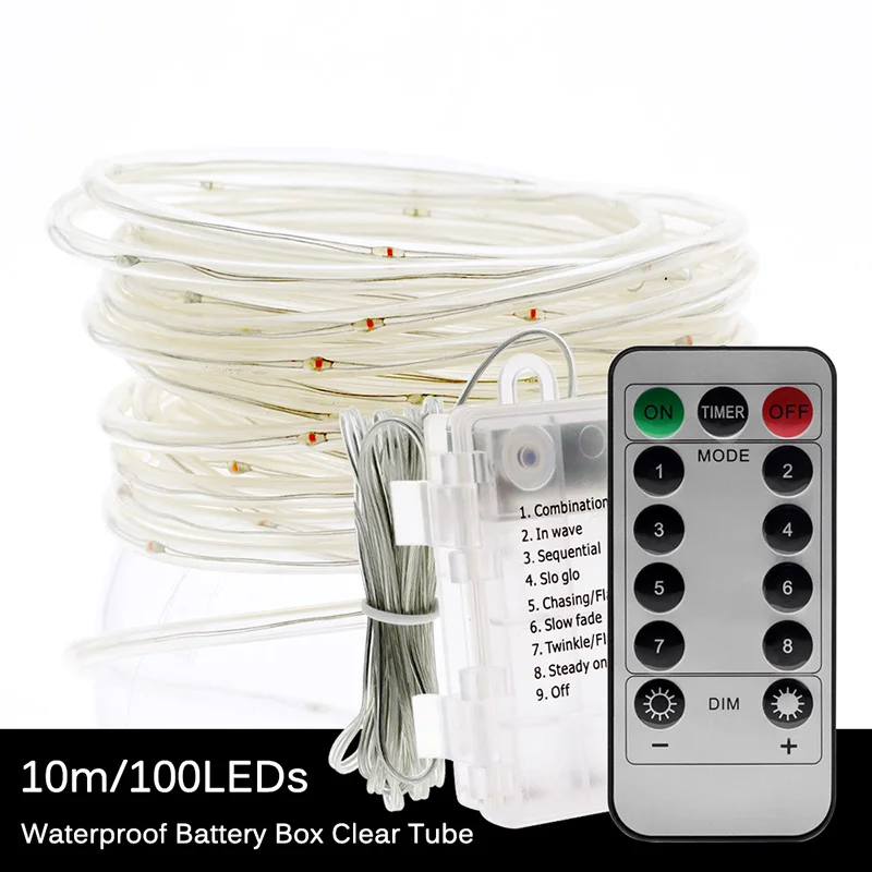 Battery Box Clear 10 м светодиодный светильник-гирлянда с батареей s USB гирлянда для новогоднего украшения водонепроницаемый Сказочный светильник для свадебной вечеринки Рождественский Декор - Испускаемый цвет: Battery Box Clear