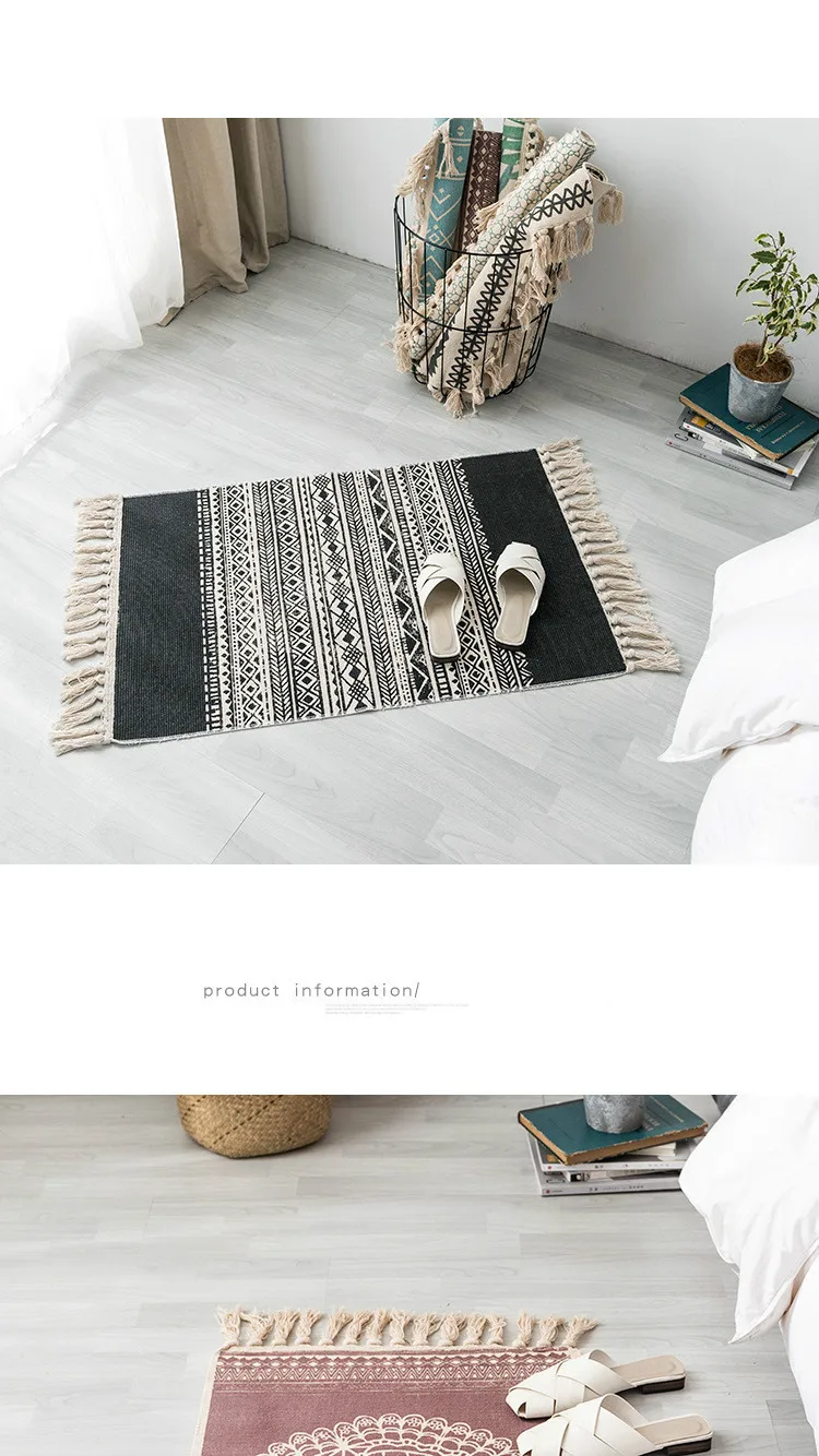 Helper Description Diagram：A thin tapestry carpet with cotton printing and vintage plain color for generations of cross-border Nationalities