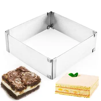 

Adjustable Stainless Steel Square Cake Mold Mousse Cutter Non-Stick Kitchen Bakeware Baking Mould Dessert Cake Decoratin Tools
