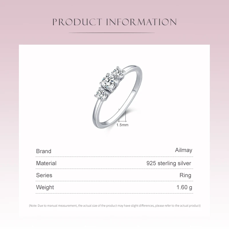 Silver Rings Silver Ring Wedding Rings Ailmay Real 925 Sterling Silver Sparkling AAAAA Zircon Stackable Rings For Women Classic Romantic Wedding Statement Jewelry