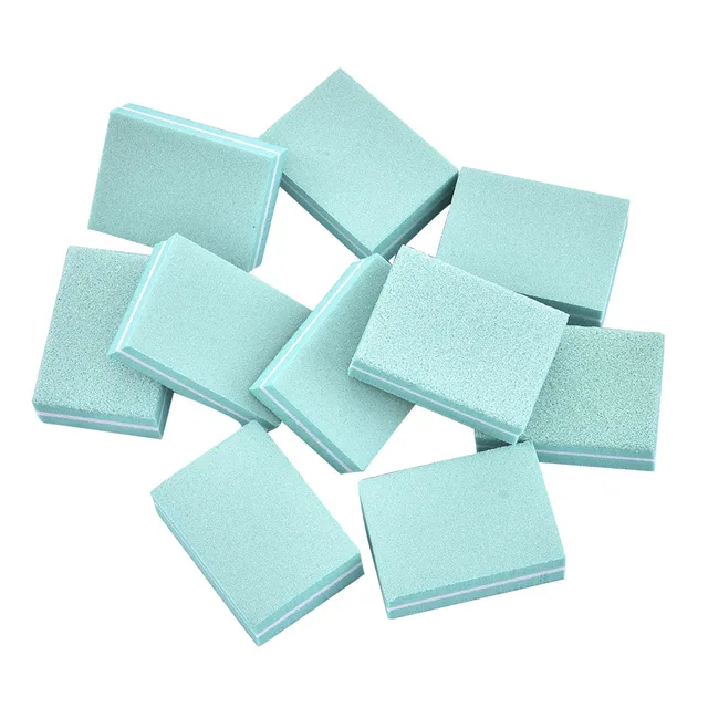 10Pcs Professional Mini Sponge Nail Polish Sanding Buffer Strips Tools Nail Art File Double-sided Small Manicure Sponge File Green