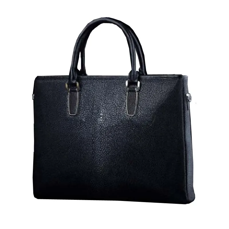 

ourui new selling Pearl fish skin male men briefcase black Genuine leather handbag men handbag men bag