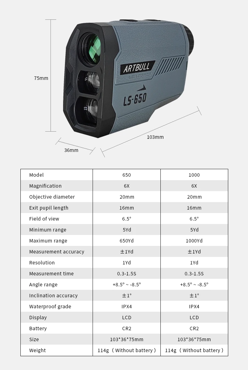 Laser Rangefinder for Hunting Golf Range Finder with Flag