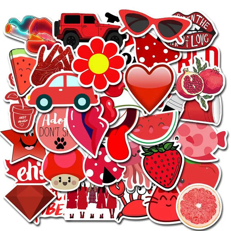 50 шт. красные Мультяшные наклейки Kawaii Girl водонепроницаемые наклейки для багажа автомобиля ноутбука велосипеда мотоцикла ноутбука игрушки наклейки