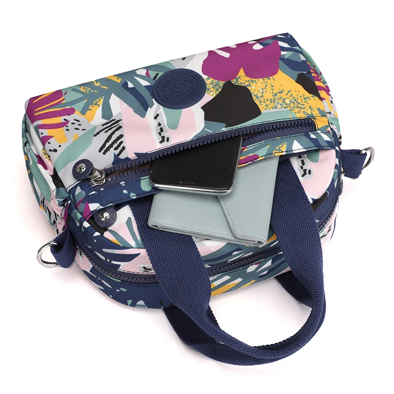Women Handbags Fashion Floral Pattern Fabric Mommy Bag Large Capacity Multi-pocket Female Shoulder Bag