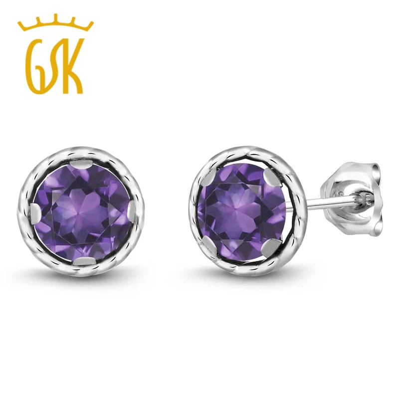 GemStoneKing 1 50 Ct круглые 6 мм натуральные фиолетовые Аметистовые ювелирные изделия из