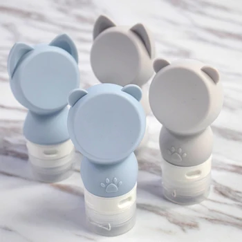 

Silicone Refillable Bottles Portable Mini Travel Cat Ear Bottle Press Bottle for Lotion Shampoo Bath Transparent Travel Small