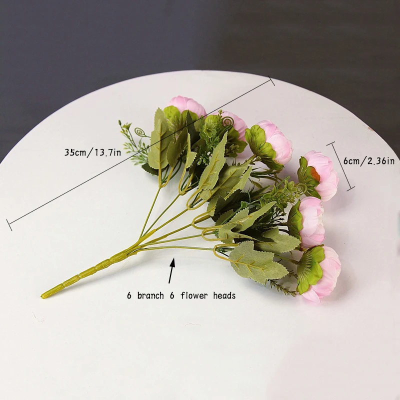 JAROWN 6 Heads Peony Bouquet Peonies Artificial Silk Flowers Wedding Home Decoration Fake Rose Flower Birthday Party Decor (6)