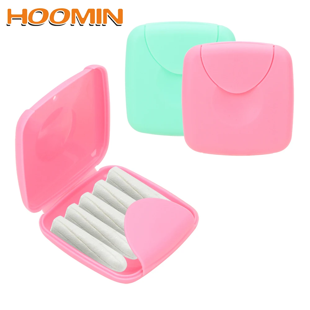 

HOOMIN Portable 1pc Mini Tampons Storage Box Travel Outdoor Women Sanitary Napkin Tampons Box Holder Random Color