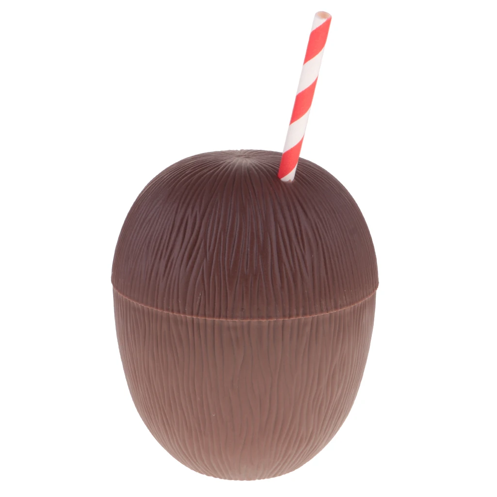 Tropical Fruit Coconut Pineapple Fruit Shaped Drink Cup Juice Cup with Straw Hawaiian Luau Summer Beach Birthday Party Supplies