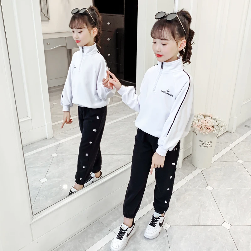 School Meisjes Sportkleding Katoen Brief Sweatshirt Sweatpant Kids Meisje  Trainingspakken Sets 4 5 6 7 8 9 10 11 12 13 Jaar Kind Kleding|Kledingsets|  - AliExpress