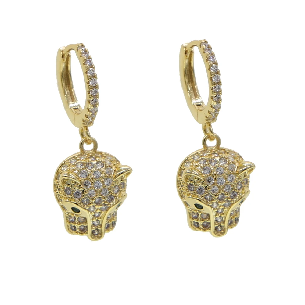 

lovely cute cool animal Panther design jewelry full cz paved Leopard dangle earring gold silver color women fashion jewelry