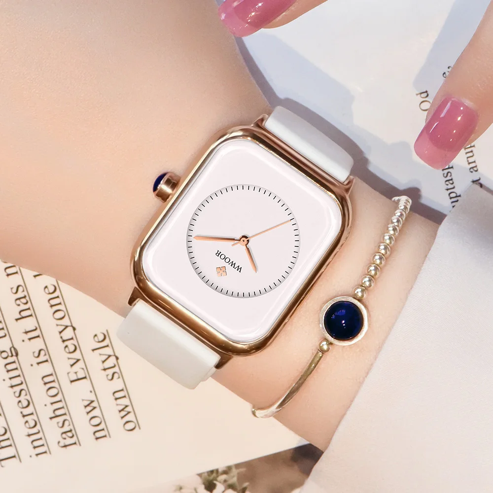 WWOOR Women Watches Silicone Band Luxury Quartz Watch Waterproof Fashion Creative Wristwatch For Women Girls Ladies Reloj mujer