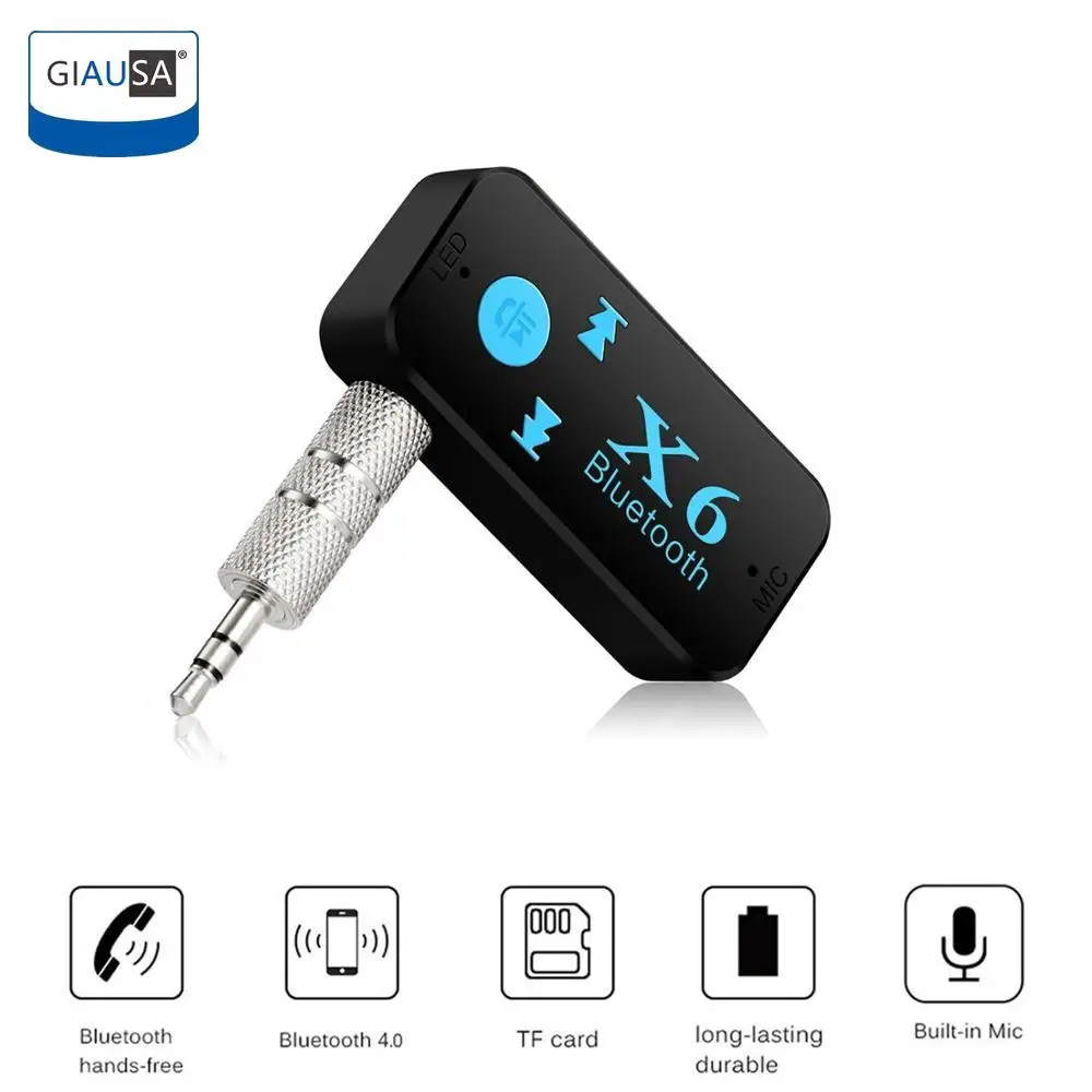 

GIAUSA X6 Universal Bluetooth Receiver V4.1 Support TF Card Handfree Call Music Player Phone Car AUX In/Output MP3 Music Player