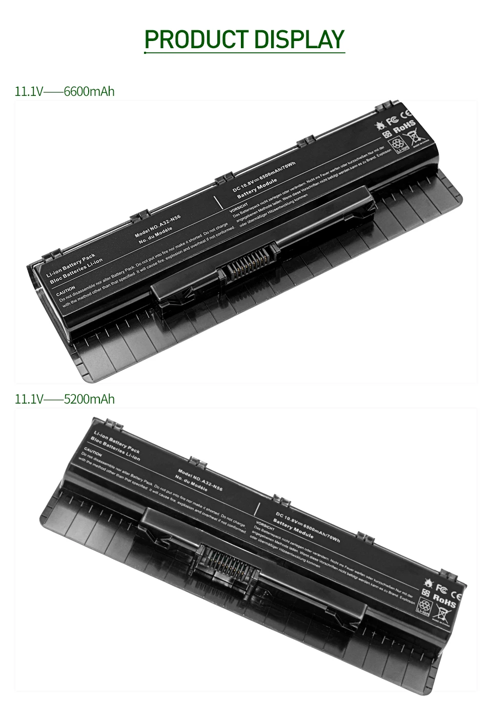 4400 мА/ч, A31-N56 Аккумулятор для ноутбука ASUS N46 N46J N46JV N46V N46VB N46VJ N46VM N56 N56D N56JK N76 R401 R401J N76VZ R501 R501D