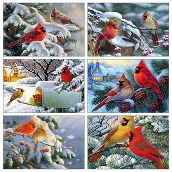 

HUACAN 5D Diamond Painting Christmas Bird Full Drill Square Diamond Embroidery Winter Mosaic Sale Animal Decor For Home