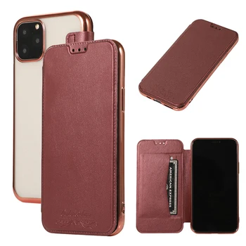 

500pcs Hybrid Electroplated Soft TPU Leather Wallet Case For iPhone 11 Pro Max XS XR X 8 7 6 6S Plus With Card Slots Filp Cover