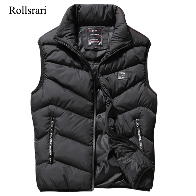 Mens Vest Jacket Waistcoat Cotton-Padded Spring Autumn Casual New-Fashion Thicken Male